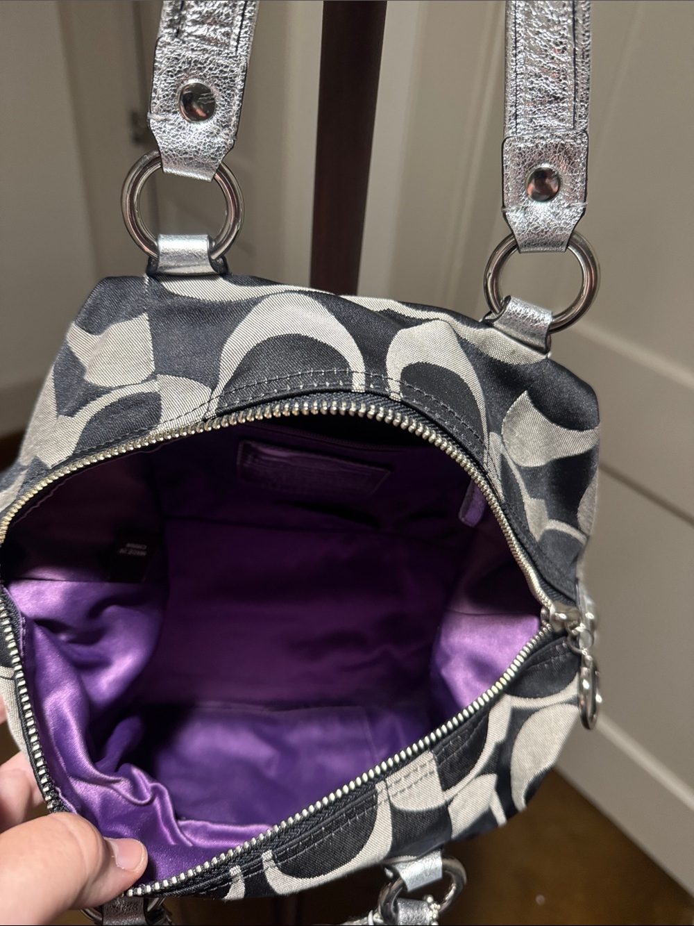 Coach Black and Silver Signature Satchel - Picture 8 of 8